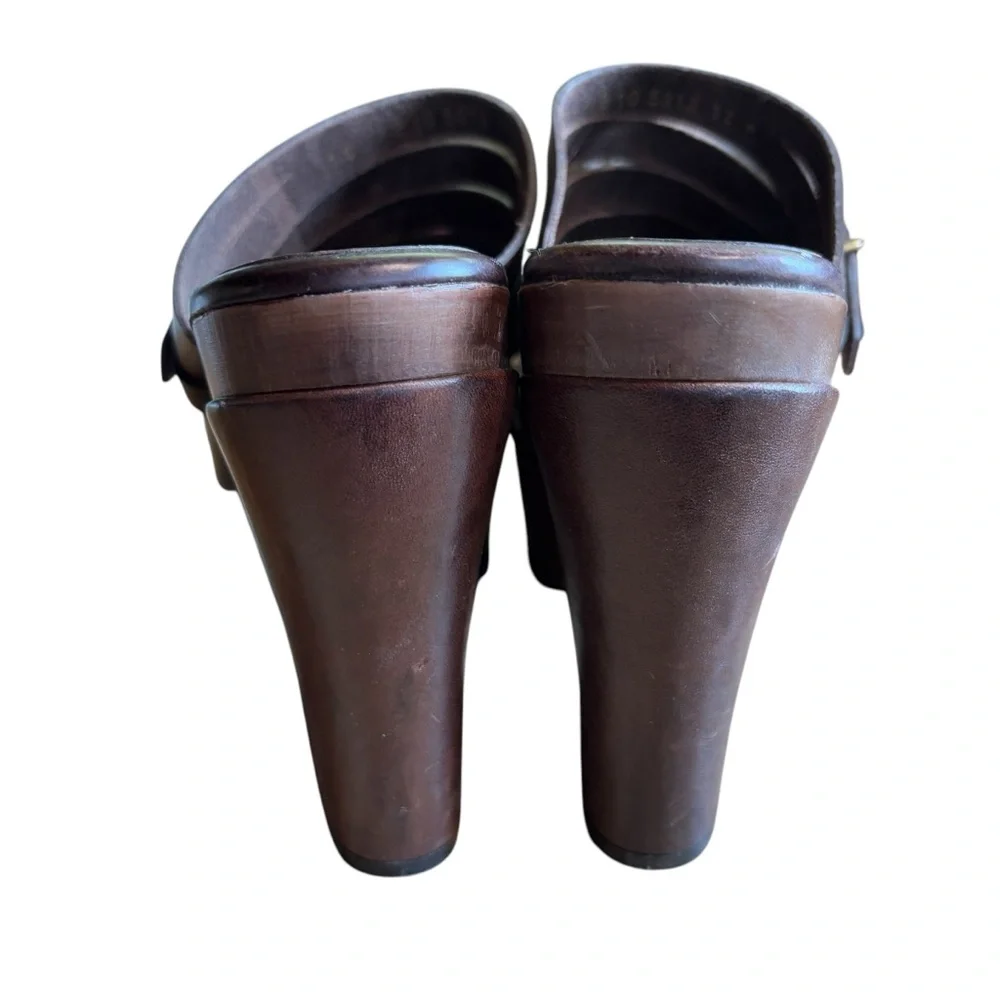 Robert Clergerie Barneys New York Dixo Platform Wedge Sandal Brown Leather 10